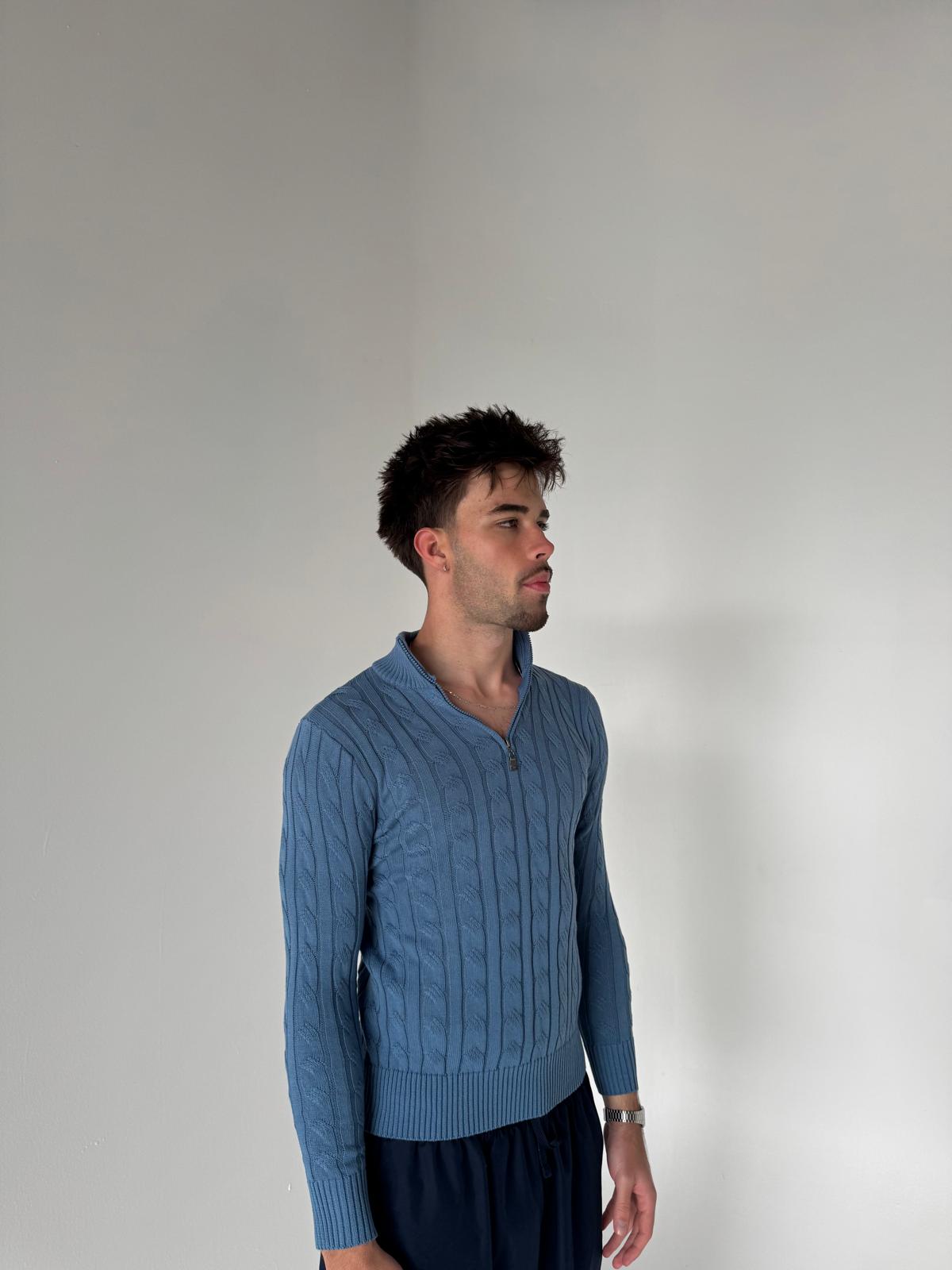 Q-zip: Men's Casual Pullover | Sky Blue