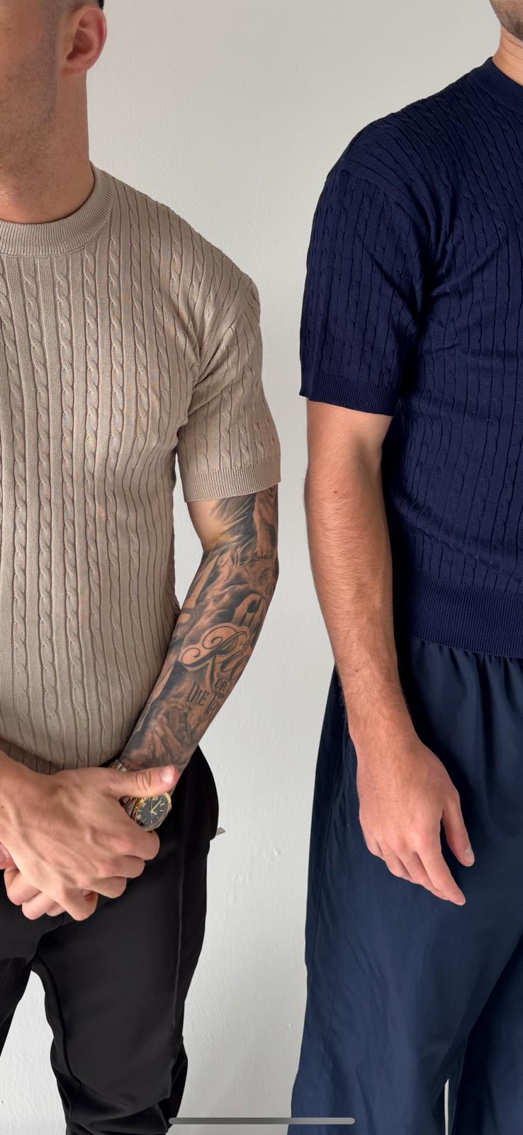 Short Sleeve Knit Sweater | Navy