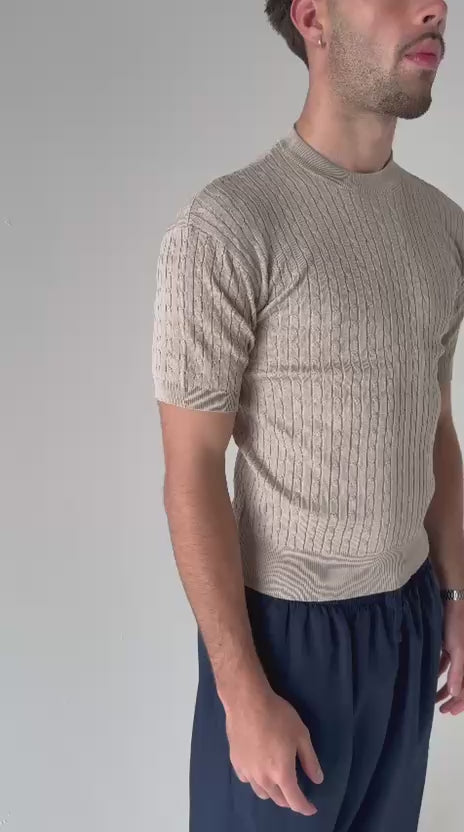 Short Sleeve Knit Sweater | Oat